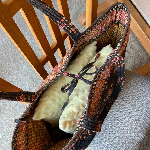 Vera Bradley Large Tote Brown Chocolat Vintage EUC - Picture 16 of 16